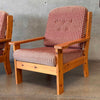 Pair of Sculptural Pine Easy Chairs
