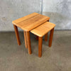 Pair of Solid Wood Nesting Table