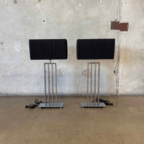 Pair Of Chrome Italian Table Lamps