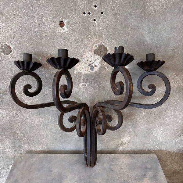 Heavy Vintage Wrought Iron Wall Scone