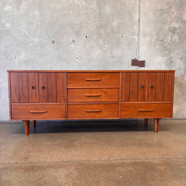 Vintage Walnut Restored Nine Drawer Dresser