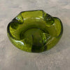 Mid Century Modern Viking Crackle Glass Green Ashtray