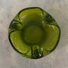 Mid Century Modern Viking Crackle Glass Green Ashtray