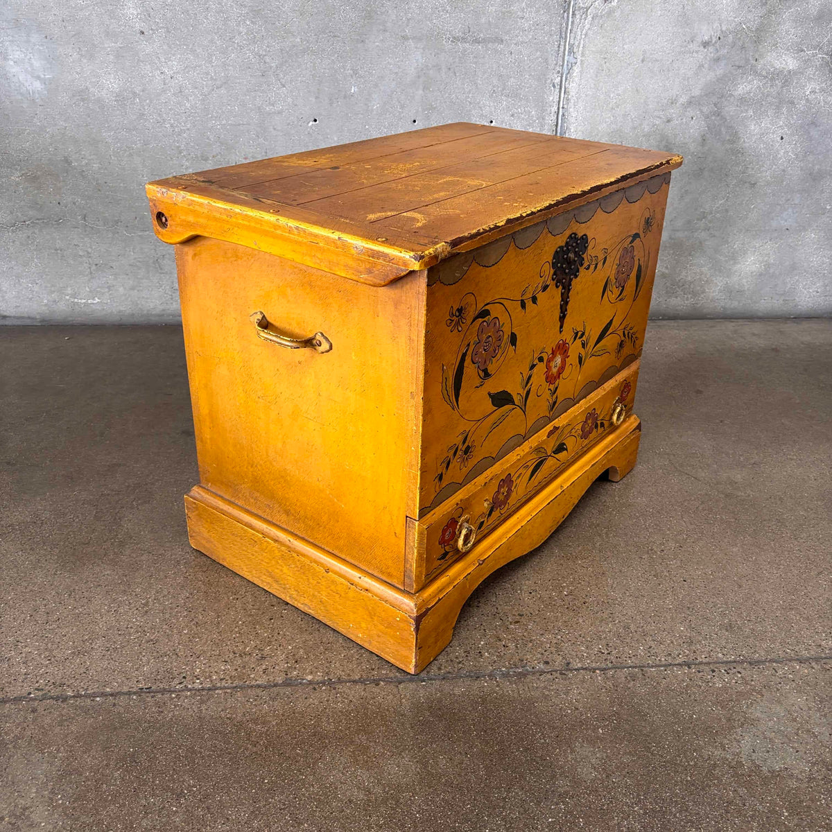 Monterey Style Folk Art Large Blanket Chest Hand Painted 1930's