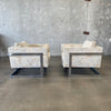 Pair Mid Century Milo Baughman Chrome Cube Lounge Chairs