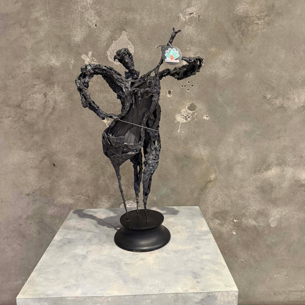 Brutalist Cello Player Sculpture