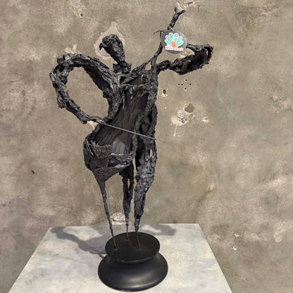 Brutalist Cello Player Sculpture