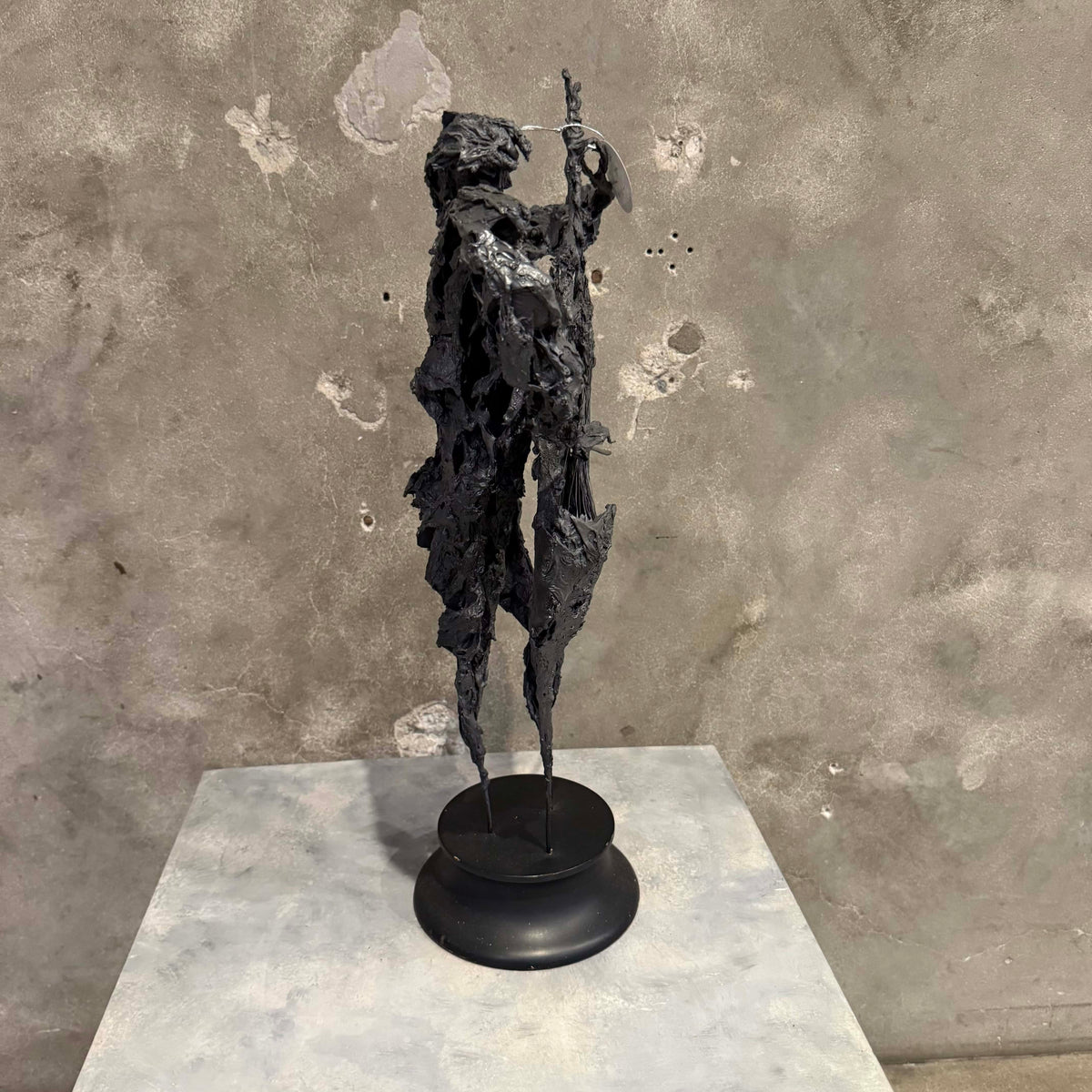 Brutalist Cello Player Sculpture