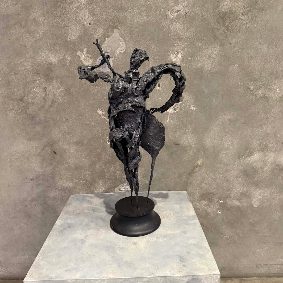 Brutalist Cello Player Sculpture