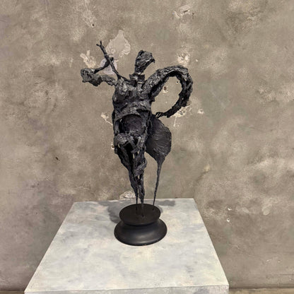 Brutalist Cello Player Sculpture