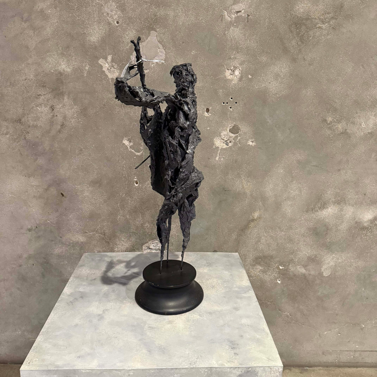 Brutalist Cello Player Sculpture