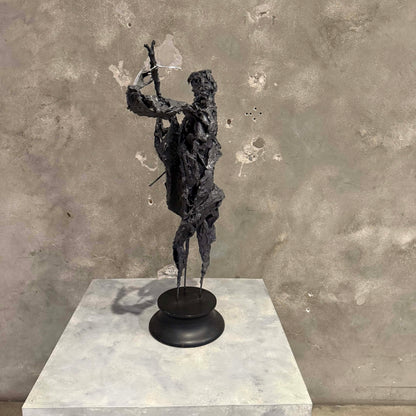 Brutalist Cello Player Sculpture