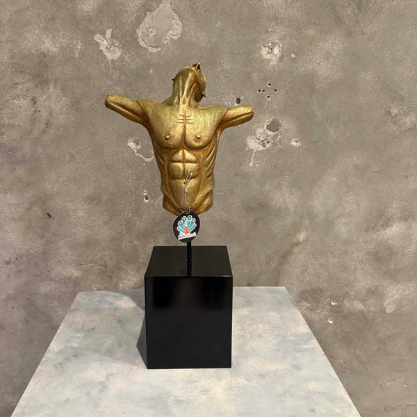 Golden Bronze Nude Statue On Steel Base