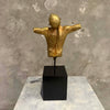 Golden Bronze Nude Statue On Steel Base