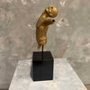 Golden Bronze Nude Statue On Steel Base