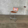 Modern Leather / Chrome Cantilevered Stool
