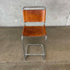 Modern Leather / Chrome Cantilevered Stool