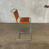 Modern Leather / Chrome Cantilevered Stool