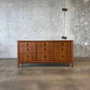 Mid Century Modern Walnut & Brass Dresser by John Stuart for Mount Airy Furniture