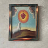 Vintage Scared Heart Oil on Canvas Painting