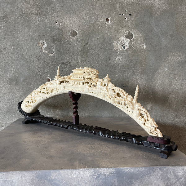 Vintage Asian Tusk Sculpture (Resin)