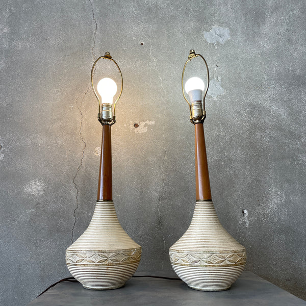 Mid Century Modern Plaster/Wood Lamps