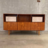 Danish Teak Sideboard With Lighted Bar Cabinet
