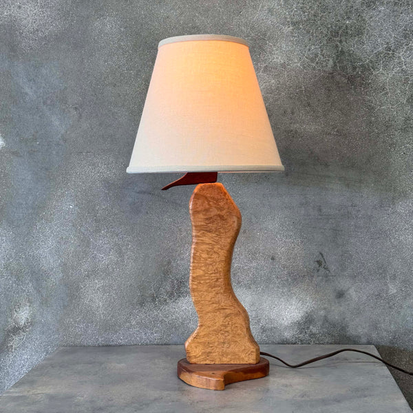 Signed Burl Folk Lamp - As Is