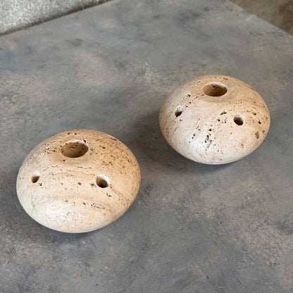 Travertine Candle Holders Fratelli Manelli Style