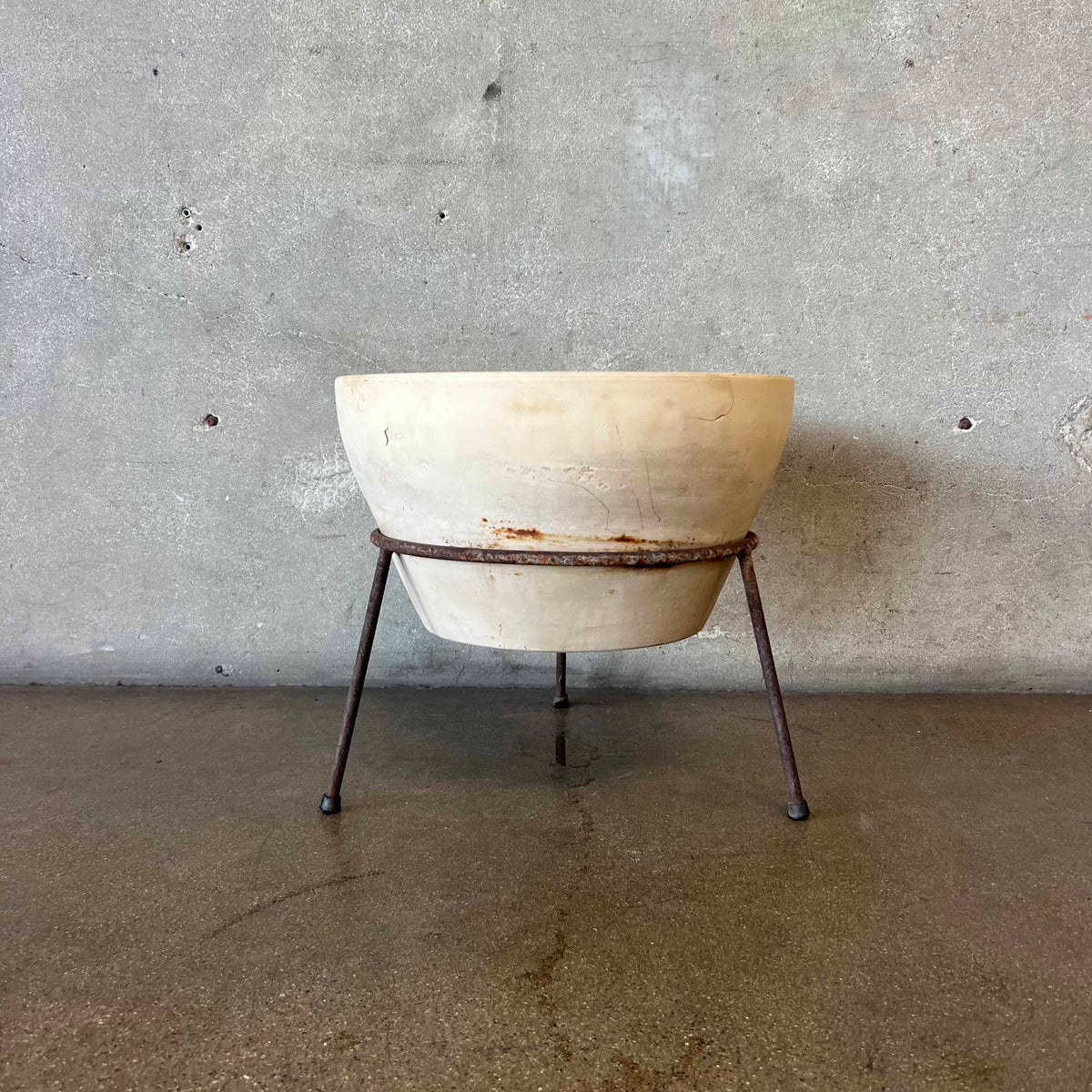 Early Mid Century Modern F-12 Bisque Pot With Original Stand