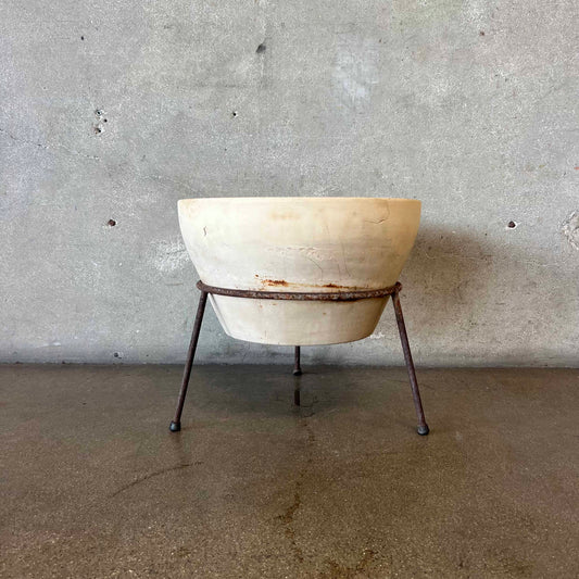 Early Mid Century Modern F-12 Bisque Pot With Original Stand