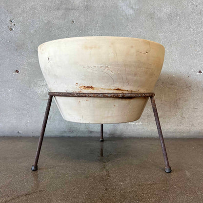 Early Mid Century Modern F-12 Bisque Pot With Original Stand