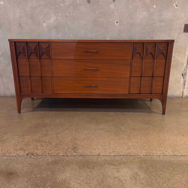 Vintage Mid Century Modern Perspecta Walnut Dresser With Nine Drawers