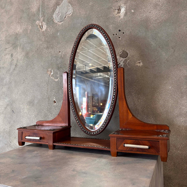 Edward Era Walnut Dresser Mirror With Silver Mounts