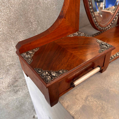 Edward Era Walnut Dresser Mirror With Silver Mounts