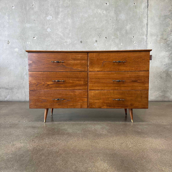 Mid Century 6 Drawer Solid Wood Dresser C. 1950's