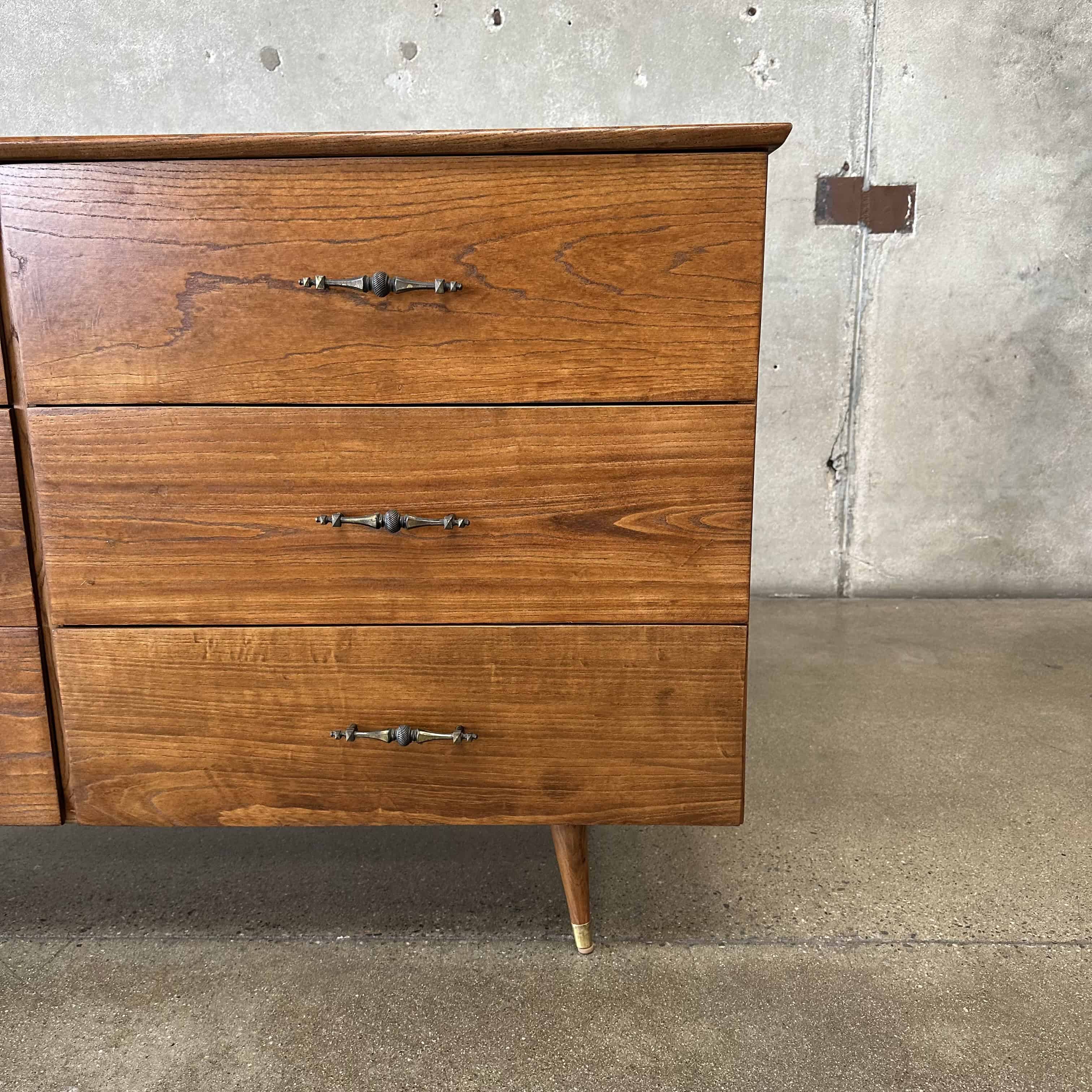 Mid Century 6 Drawer Solid Wood Dresser C. 1950's Mid Century 6 Drawer Solid Wood Dresser C. 1950's