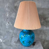1970's Pottery Lamp Bamboo w/ Original Shade