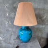 1970's Pottery Lamp Bamboo w/ Original Shade