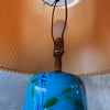 1970's Pottery Lamp Bamboo w/ Original Shade