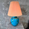 1970's Pottery Lamp Bamboo w/ Original Shade