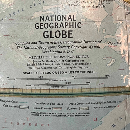 Vintage 1960's National Geographic 12" Globe