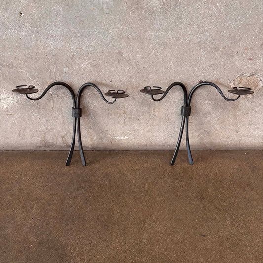 Pair of Wrought Iron Candle Sconces
