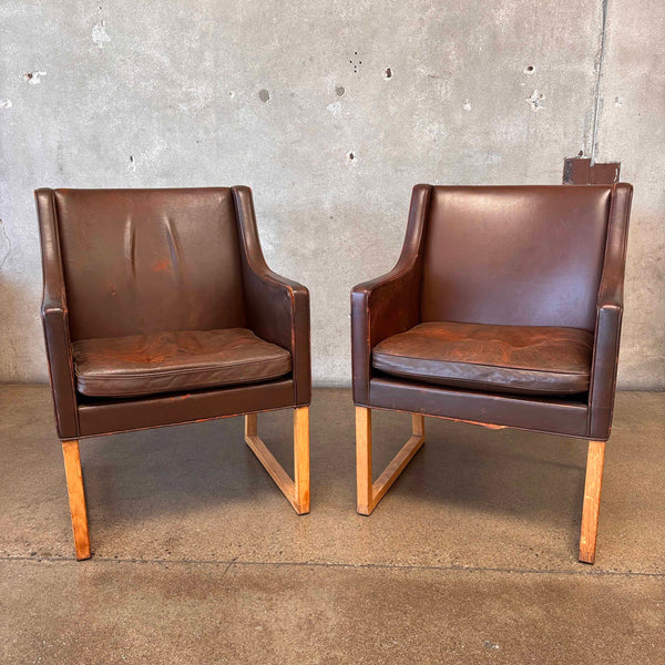 Pair of Mid Century Leather Chairs by Børge Mogenson