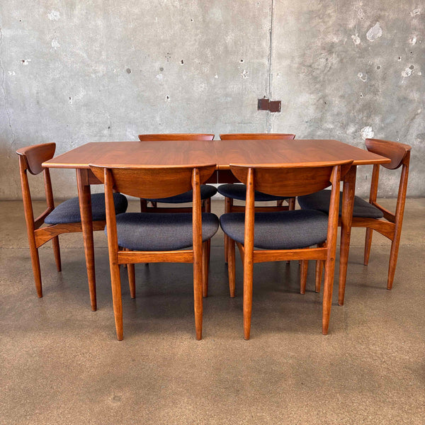 Vintage Lane Walnut Dining Table With Six Chairs & One Leaf - HOLD