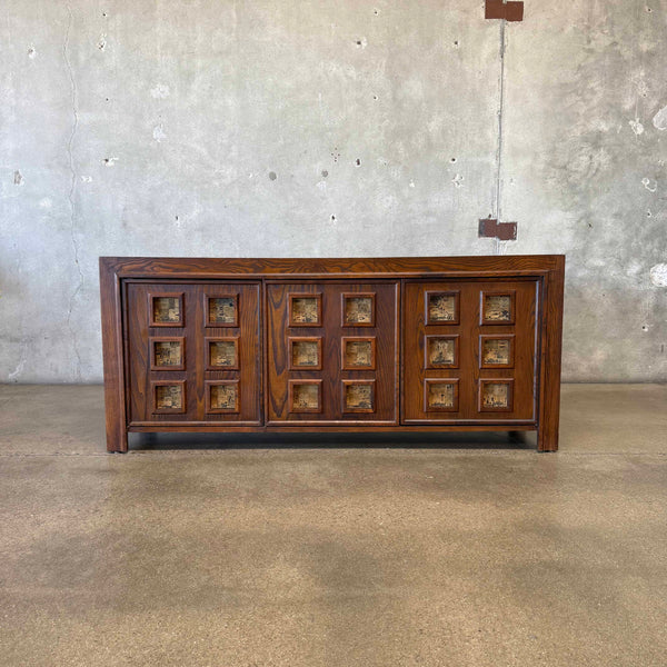 Mid Century Oak & Cork Credenza