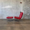 Cantoni Barcelona Style Red Leather Chair & Ottoman