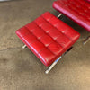 Cantoni Barcelona Style Red Leather Chair & Ottoman