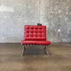 Cantoni Barcelona Style Red Leather Chair & Ottoman