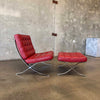 Cantoni Barcelona Style Red Leather Chair & Ottoman